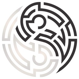 Yin Yang Maze Stencil -16.5 x 16.5 cm - Reusable Oriental Asian Chinese Sign Wall Stencil Template - Use on Paper Projects Scrapbook Journal Walls Floors Fabric Furniture Glass Wood etc.