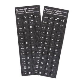 2Pcs Spanish Keyboard Stickers, Spanish Keyboard Replacement Stickers Black Background with White Letters for Computer Laptop Notebook Desktop