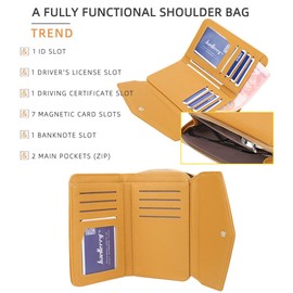 SUNAVY® Women's Medium Purse with Coin Compartment, Women's Medium Purse, Many Compartments with 10 Card Slots, Small Purse Women's Leather, yellow, Casual