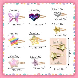 Hair Clips Girls Women 8 Pairs Metal Snap Hair Clips Glitter Heart Butterfly Star Hair Clip Hair Accessories Cute Small Hair Clips Hair Clips Hair Clip for Children Women Hair Accessories