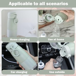 Baby Bottle Warmer, Quick Heating Baby Bottle Warmer, Temperature Control 37~55 °C with Digital Display, Portable Bottle Warmer, Large, 500 ml Capacity for Travel & Night Feeding (Light Pink Grey)