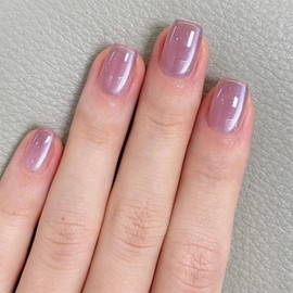 French Tip Press On Nails Short Square Fake Nails with Light Purple Design Glossy Acrylic False Nails Short Square Glue on Nails Full Cover Thick Stick on Nails for Women Girls 24Pcs 1XG2-2504-023