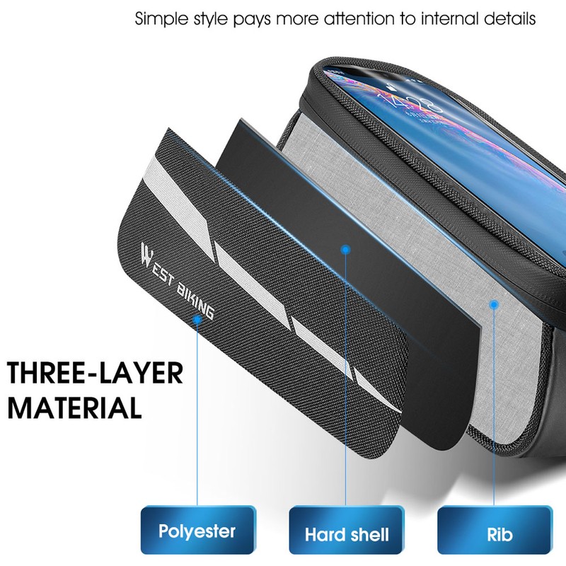 1L Bicycle Bag Reflective Bike Frame Fronttube Bag Touchscreen Mobilephone