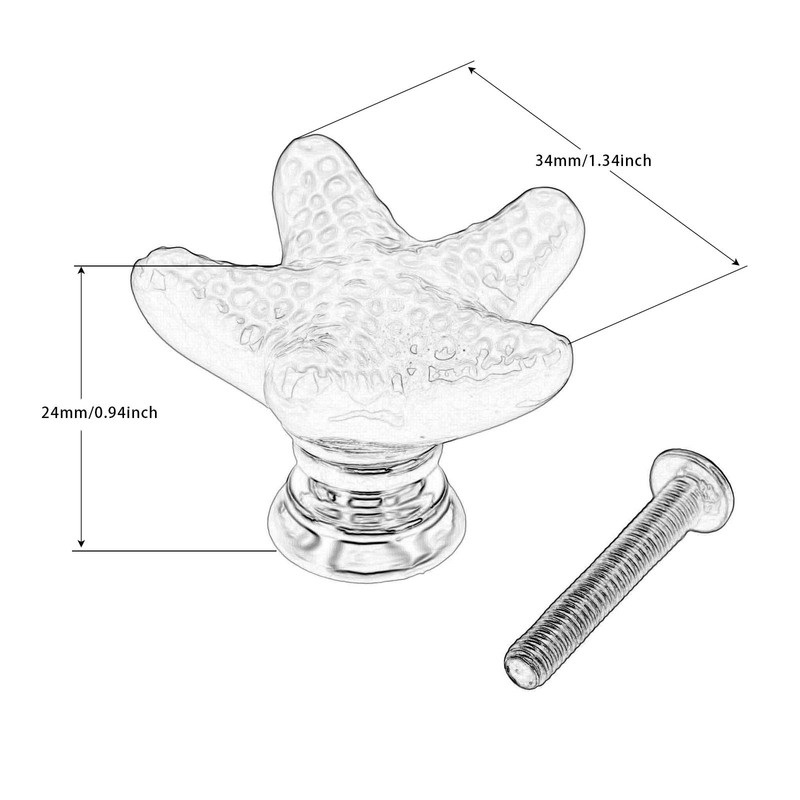 MUXSAM Fashion Starfish Design Ceramic Door Knobs Handles Cabinet Cupboard