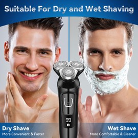 Hugdew Electric Razor for Men, Rechargeable Electric Shaver, Waterproof Wet Dry Shaver, Cordless Razor (Gray)
