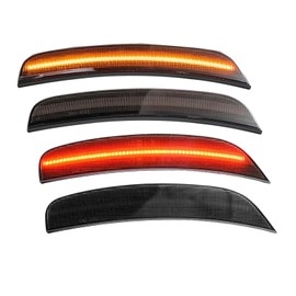 ULTRALTH Smoked Dynamic LED Side Marker Light Kit for 2012-2017 Fiat 500 Abarth 2-Door Hatchback - Sequential Amber & Red Front & Rear side marker Turn Signals | Plug & Play 4-Piece Kit