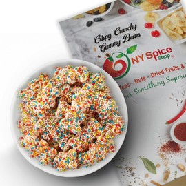 NY Spice Shop Crispy Crunchy Gummy Bears Bulk - 8 Ounce Rainbow Mini Gummy Bears - Gummies Bears - Giant Gummy Bear - Bear Fruit Snacks Covered In Rainbow Nonperils For All
