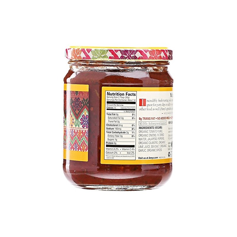 Amy's Salsa, Mild Salsa, Made With Organic Tomatoes, Gluten Free,