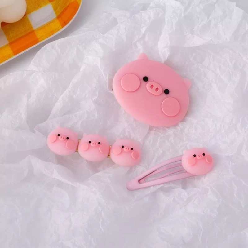 Miry Pink Cerdito Pinza Pelo Pig Set De 3 Cabello