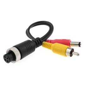 4 Pin Female to RCA Male Adapter DGZZI 20cm/7.87" M12 4 Pin Female Aviation Head to RCA Male and DC Male Connector Cable for Car Camera