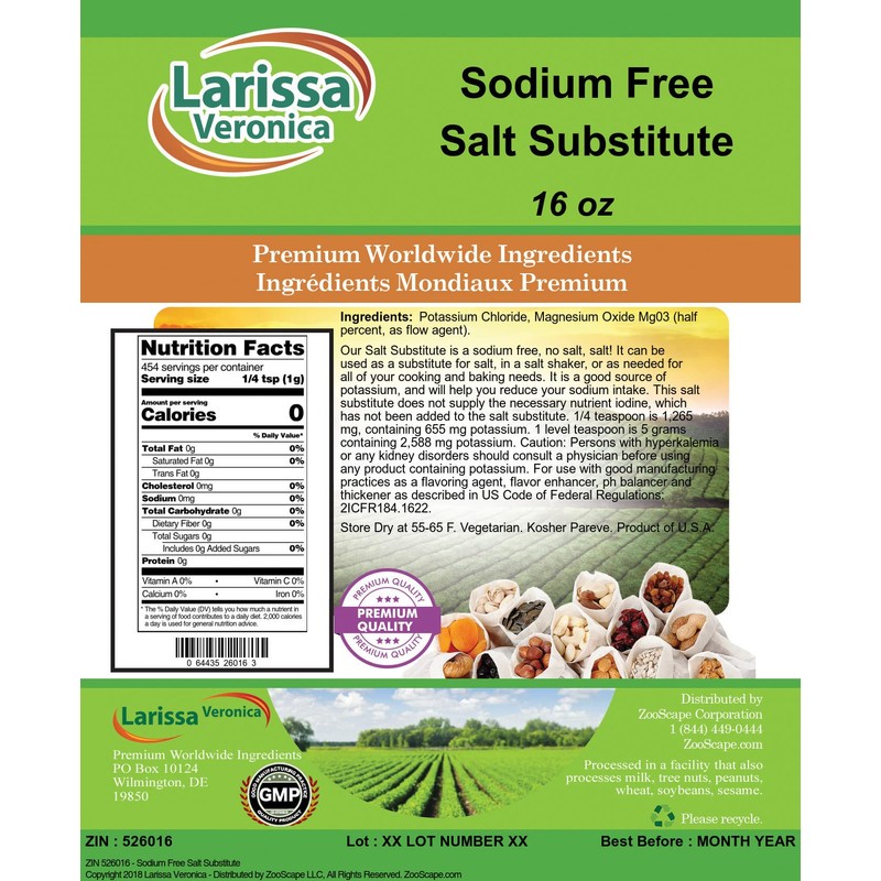 Sodium Free Salt Substitute (16 oz, ZIN: 526016) - 3