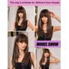 WOKESTAR Brown Wigs for Women Layered Straight Long Wig with