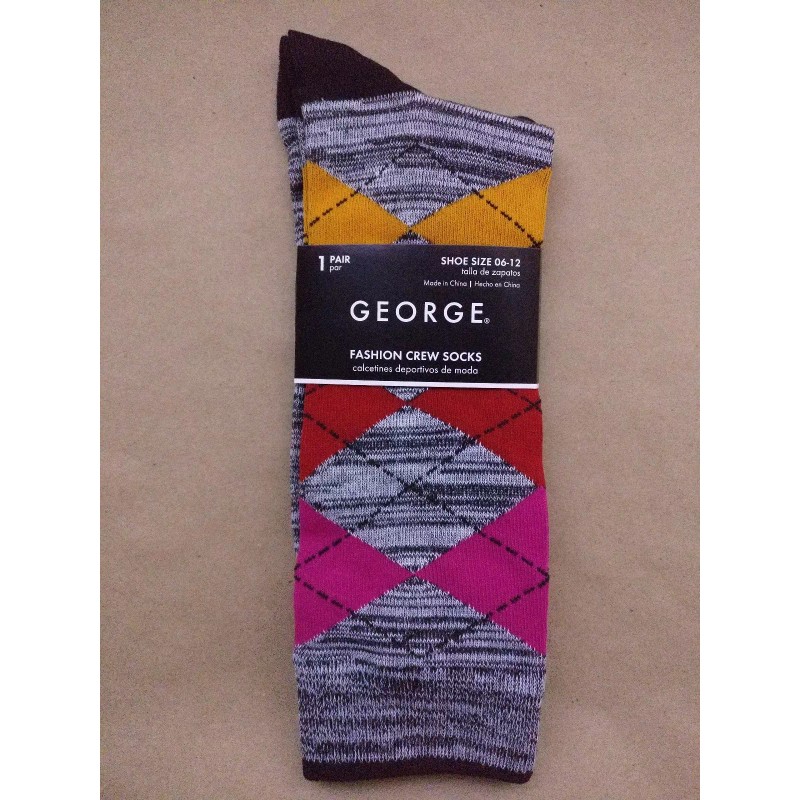 George Men's George Fashion Crew Dress Socks Spacedye Argyle 1