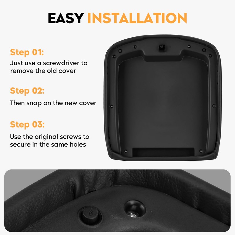 Black Center Console Cover Armrest Lids with Base for 07-13