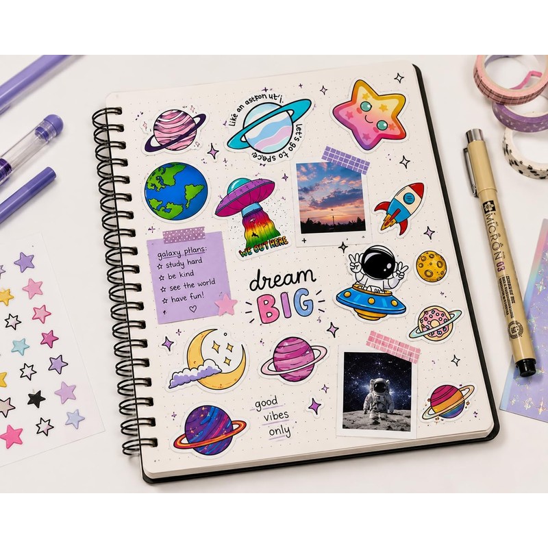 50 Piezas Pegatinas de Planeta y Astronauta, Calcomanías de Dibujos