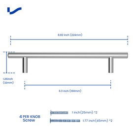 LONTAN 10 Kitchen Cupboard Handles 160mm Kitchen Door Handles Cupboard Handles Kitchen Handles Cabinet Handles Drawer Handles Wardrobe Handles Stainless Steel Handles