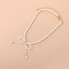 Pearl Bow Necklace for Women Boho Beaded Bow Choker Bowknot