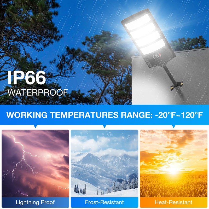Heisolcool Solar Street Lights Outdoor Waterproof,Wide Angle Flood Light, 5730