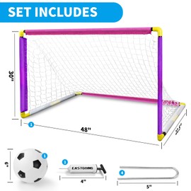 Eastgoing Portable Soccer Goal Set- Backyard + Indoor Outdoor Mini Soccer Net with Net, Ball, and Pump.Youth Soccer Goal Sets for Kids-48" x 30"