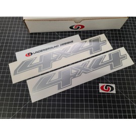 4x4 Decals (2-Pack) Off Road Truck Bed Side Fender Stickers Fits 2014-2025 Chevy Silverado 1500 Select Color: (Metallic Silver)
