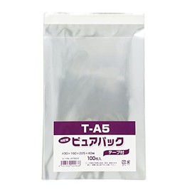 シモジマ(Shimojima) エスティシー 透明 袋 ピュアパック テープ付 A5サイズ 100枚入