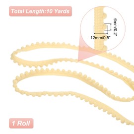 QUARKZMAN 10 Yards Pom Pom Trim Ribbon, 0.5 Inch Wide Beige Pom Pom Ball Fringe Trim Sewing Fringe Fabric Trim Ribbon for DIY Crafts Curtain Clothes Pillow Home Decoration