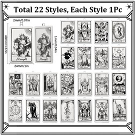 SUNNYCLUE 1 Box 22Pcs Tarot Charms Bulk Tarot Card Charm Rectangle Antique Silver Magic Stainless Steel Astrology Divination Charm for jewellery Making Charms DIY Supplies Bracelet Necklace Accessory