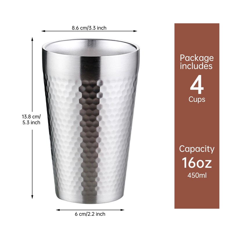 BEFOY Pint Cup - 16oz Double Layer Cup Wall Stainless
