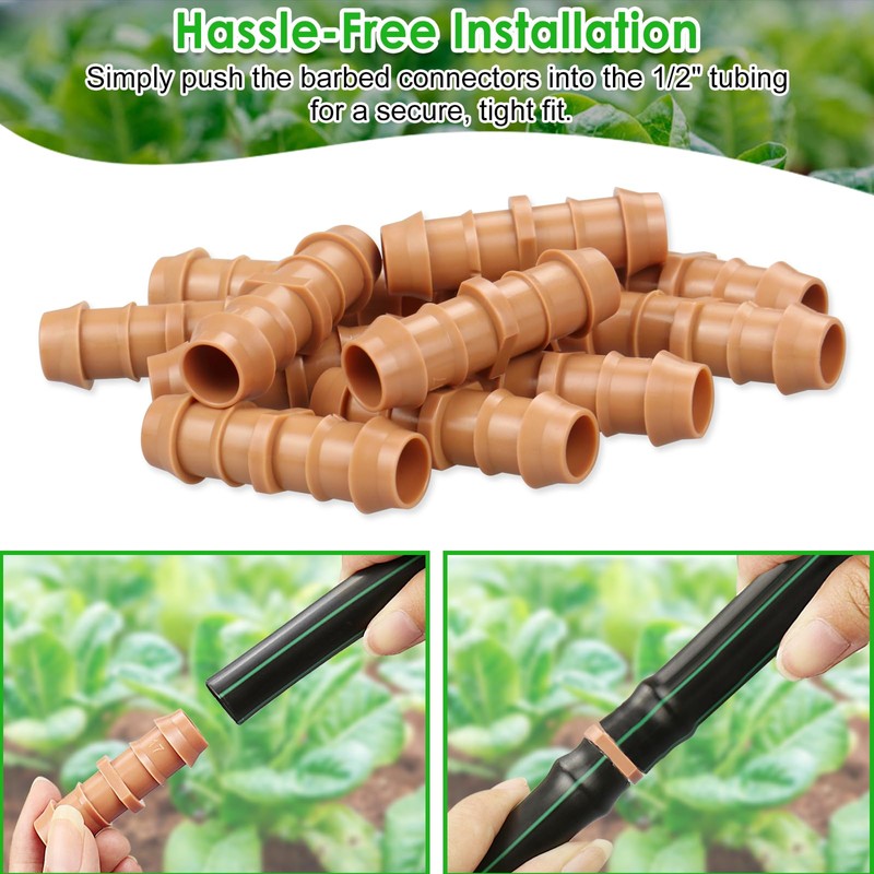 Kepmix Drip Irrigation Barbed Coupling Fittings: 20 Pieces 1/2 Inch