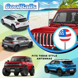 CoolBalls Original USA American Flag (2-Sided) Car, Truck, SUV, Antenna Ball Auto Accessory - Fits Thin Style Antenna