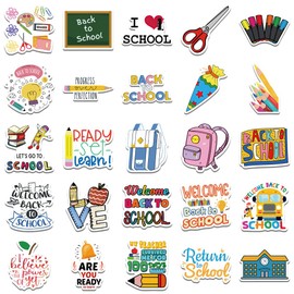 50 Pcs Cute School Laptop Stickers for Kids, Back to School Stickers Science Colorful Vinyl Decals for Teachers Students Classroom Decorations Stickers