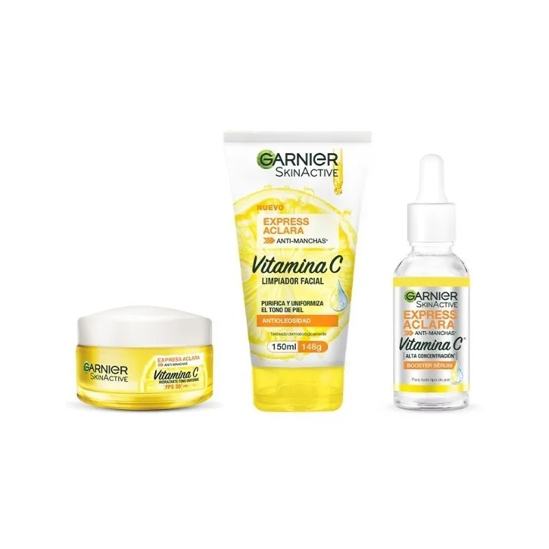 Kit Garnier Express Aclara Serum +crema +gel Con Vitamina C