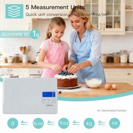 AZEUS Food Scale with USB Rechargeable, Digital Kitchen Scale with 6 Units, High Precision to 0.04 oz /11lbs Capacity, Weight Range from 3g-5000g