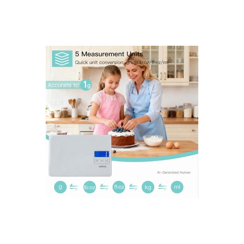 AZEUS Food Scale with USB Rechargeable, Digital Kitchen Scale with