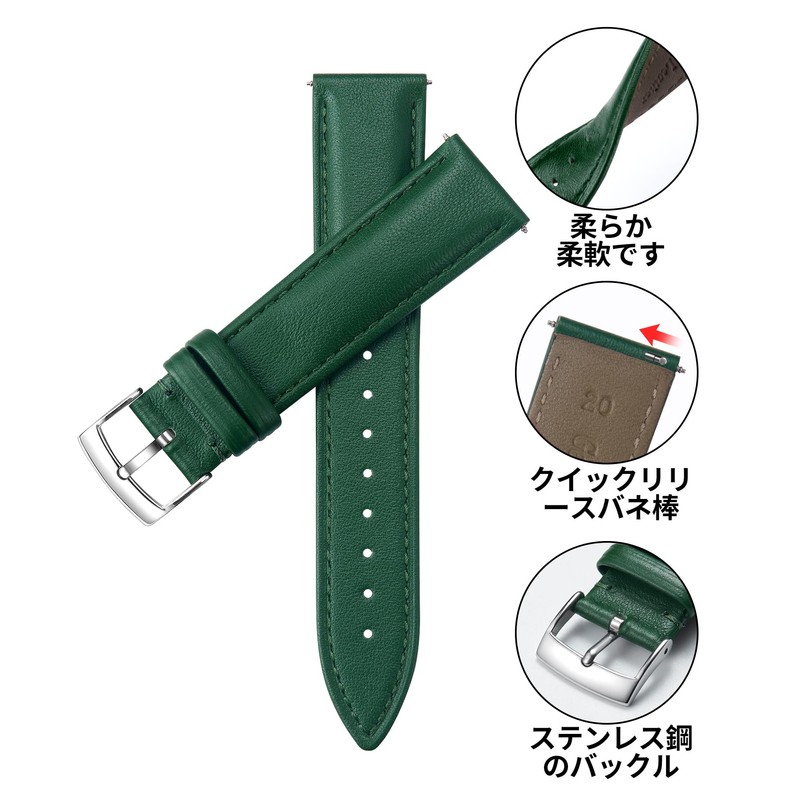 BINLUN Leather Watch Strap, Quick Release, Leather Watch Band, Multiple