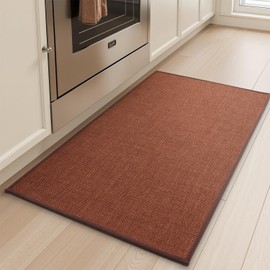 tchdio Kitchen Mats for Floor, Rubber Backed Kitchen Rugs Non Slip Washable, Superior Absorbent Kitchen Runner Rug Easy to Clean, Comfort Kitchen Floor Mat Front of Sink (Burnt Orange, 20" × 47")