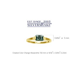 Silvershake 7X5mm Created Octagon Shape Color Change Alexandrite 14K Yellow Gold Plated 925 Sterling Silver East-West Solitaire Promise Ring June Gemstone Birthstone Size 5, 5, Sterling Silver 14K