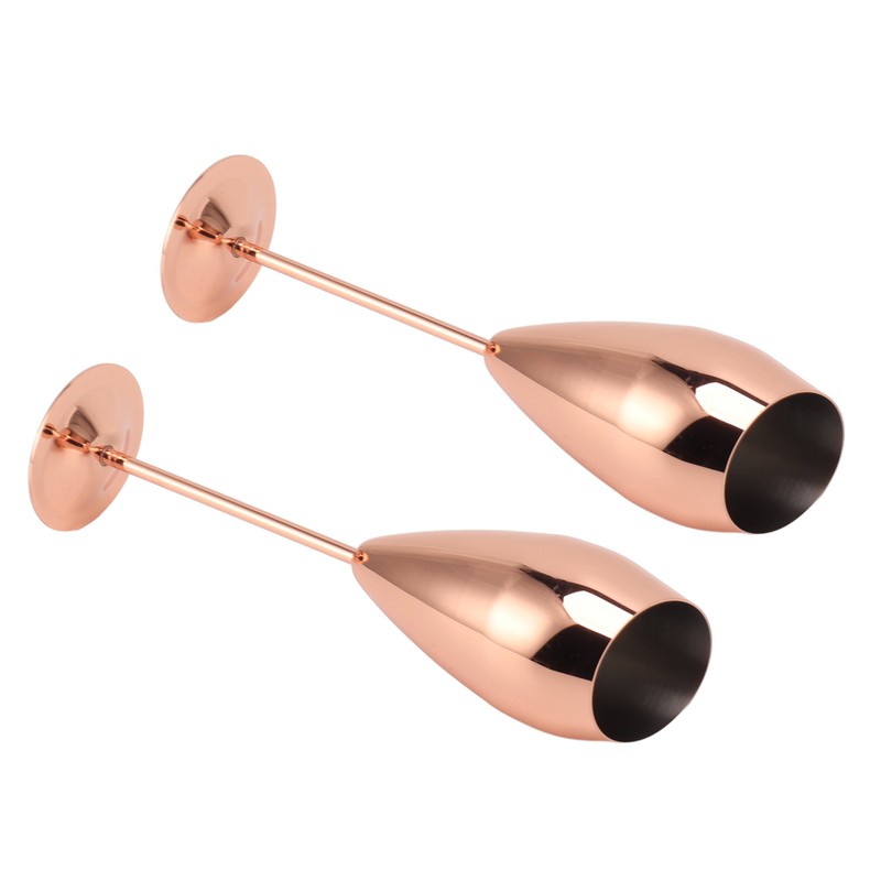 2pcs Copper Champagne Flutes Set Sturdy Thick Bottom Stainless Steel
