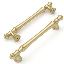 Amerdeco 10 Pack Brushed Gold Cabinet Pulls 5 Inch(128mm) Hole Center Cabinet Hardware Kitchen Cabinet Handles for Bathroom Drawer Pulls Dresser Pulls ZH0014…