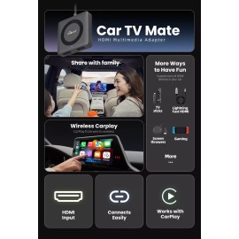 Ottocast Wireless Carplay Adapter Car TV Mate 3 HDMI Out Screen Cast Plug & Play