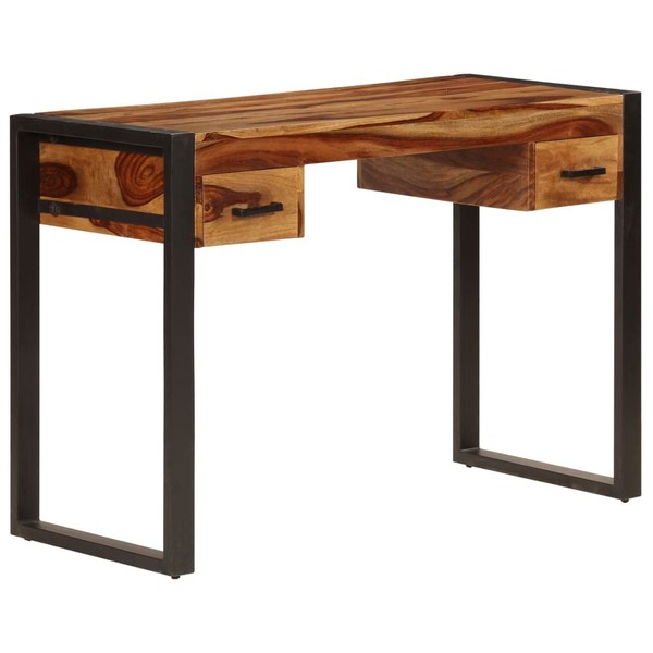 vidaXL Solid Sheesham Wood Desk - Industrial Style Writing Desk