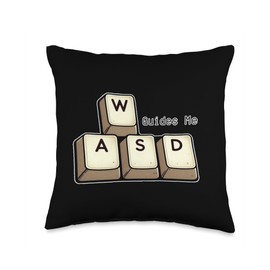 WASD Guides Me, PC Gamer, Gaming Computer Keyboard Throw Pillow