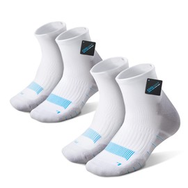 AKASO Ankle Running Socks Thick Cushion Coolmax Athletic Crew Socks for Men & Women (2 Pairs), White
