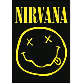 Heart Rock Bandiera Originale NiRVANA Smiley Tessuto, Multicoloured, 110 x 75 x 0.1 cm