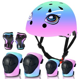 ETEETOW Adjustable Gradient Color Kids/Toddler Bike Helmet for 1-2-3-5-8-14 Years Boys Girls,Skateboard Helmet with Knee and Elbow Pads Wrist Guard Roller Skates,Cycling,Skating Scooter Longboard