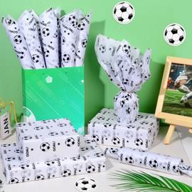 Soccer Tissue Paper 100 Sheets Soccer Wrapping Paper Soccer Tissue Paper for Gift Bags - Soccer Goal Print Gift Wrap Art Paper for Birthday,Sports Party - 20"×14"