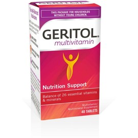 Geritol, Multivitamin Supplement, Contains B-Vitamins, Antioxidants, Vitamins C, E & D and Iron, 26 Essential Vitamins and Minerals, Gluten-Free, Non-GMO, No Artificial Sweeteners, 40 Tablets