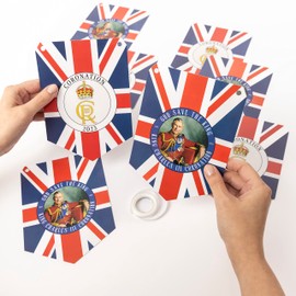 Coronation Bunting King Charles III Flag Banner for Home or Street Party Decorations 8 Flags (Design 3)