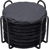 Emapoy 4 Inch Slate Coaster, 6 Pack Slate Coasters, Black
