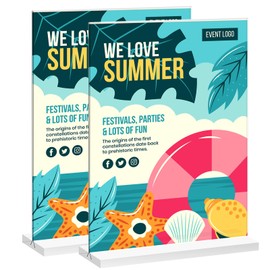 RAYNEAY A5 Acrylic Sign Holder, 2 Pack T-Shape A5 Perspex Display Stand, Clear A5 Table Menu Holders for Office Shop Restaurant School